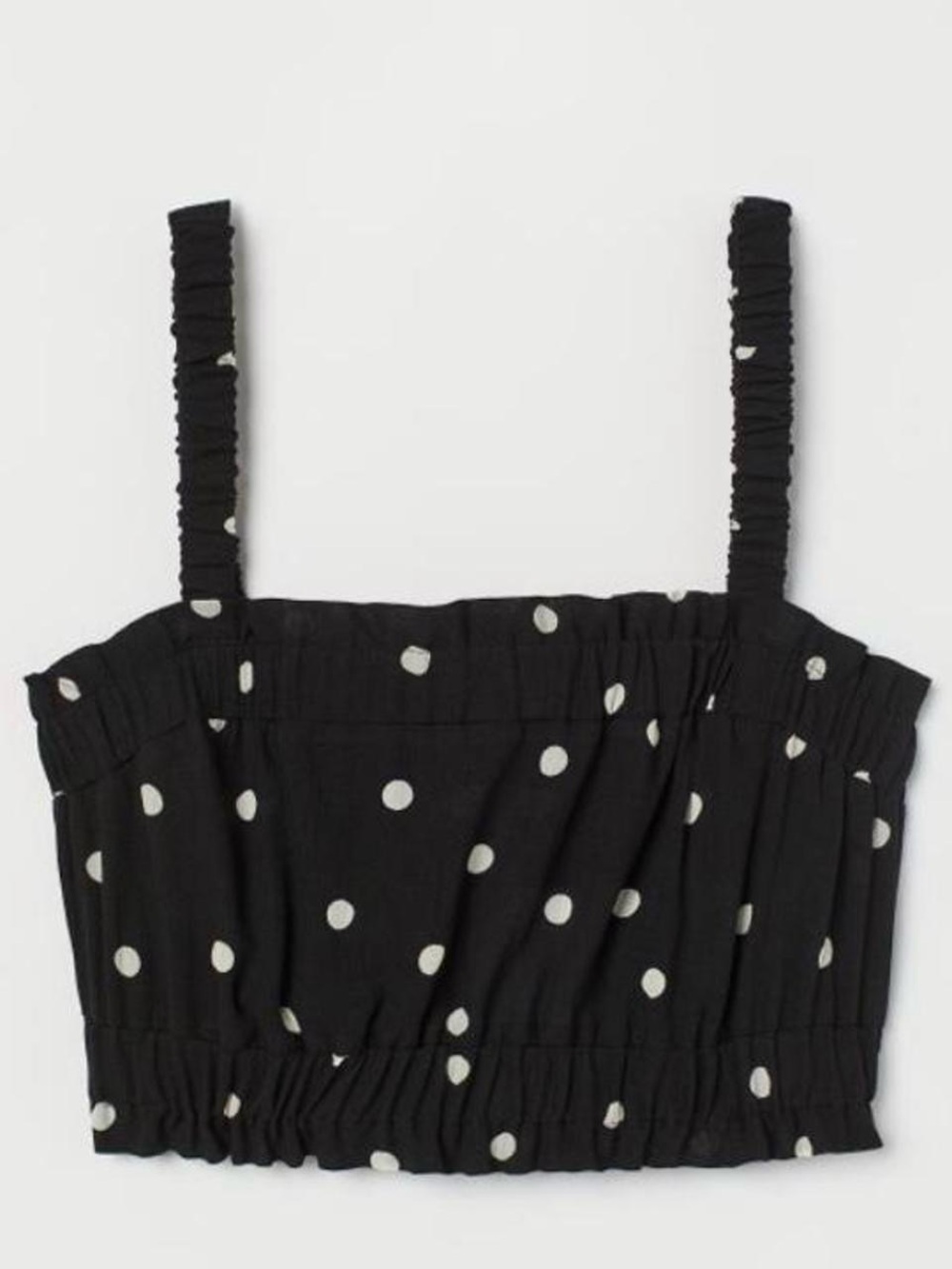 H&M Black Crop Top with White Polka Dots